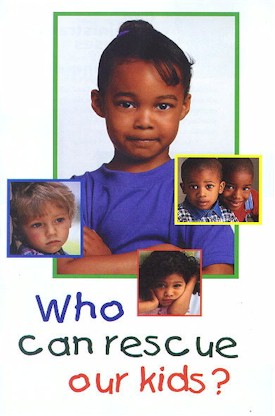mail cover, photos of children, "Who Can RescueOur Kids?"