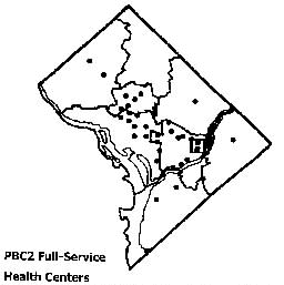 Map of PBC2 full-service health centers