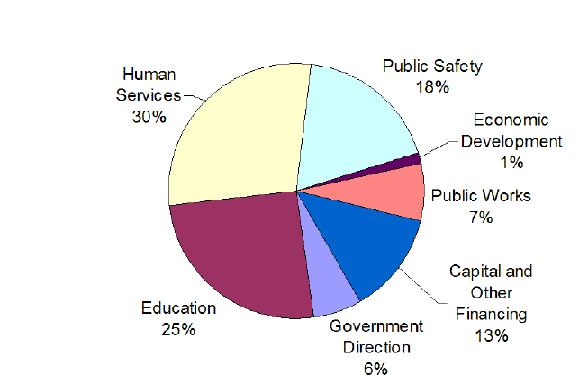 Pie chart of budget expenditures